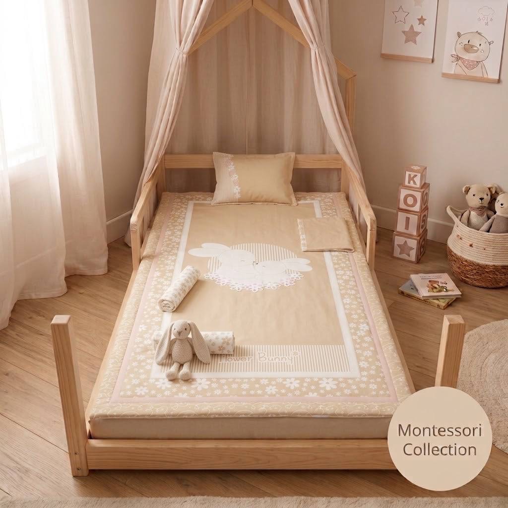 (Flower Bunny)Montesoori 5piece bedding set